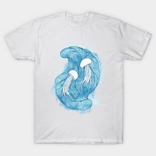 Jellyfish into the blue T-Shirt
